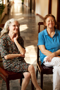 Donut Dollies Dorset (Hoogland) Anderson and Mary (Blanchard) Bowe doing a joint interview at the Continental Hotel Saigon - Photo credit - Angeline Herron