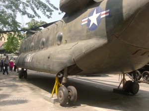 A Boeing CH-47 Chinook Helicopter on display at the War Remnants Museum in Ho Chi Min City, Vietnam