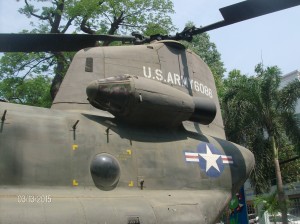 A Boeing CH-47 Chinook Helicopter on display at the War Remnants Museum in Ho Chi Min City, Vietnam
