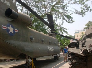 A Boeing CH-47 Chinook Helicopter on display at the War Remnants Museum in Ho Chi Min City, Vietnam