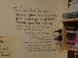 Donut Dollie Dorset's message on the wall of Bob's Cafe American in Tuy Hoa, Vietnam
