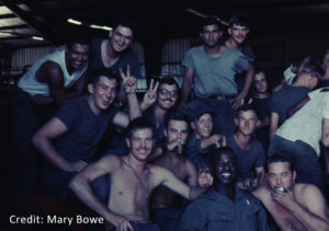 This image has an empty alt attribute; its file name is GROUP-MEN-Mary-Bowes-Slides-Slide-19-Group-shot-of-the-men-of-the-160th-Maintenance-in-Cha-Rang-Valley-July-69-CLEANED-2-with-credit-smaller-300x211.jpg